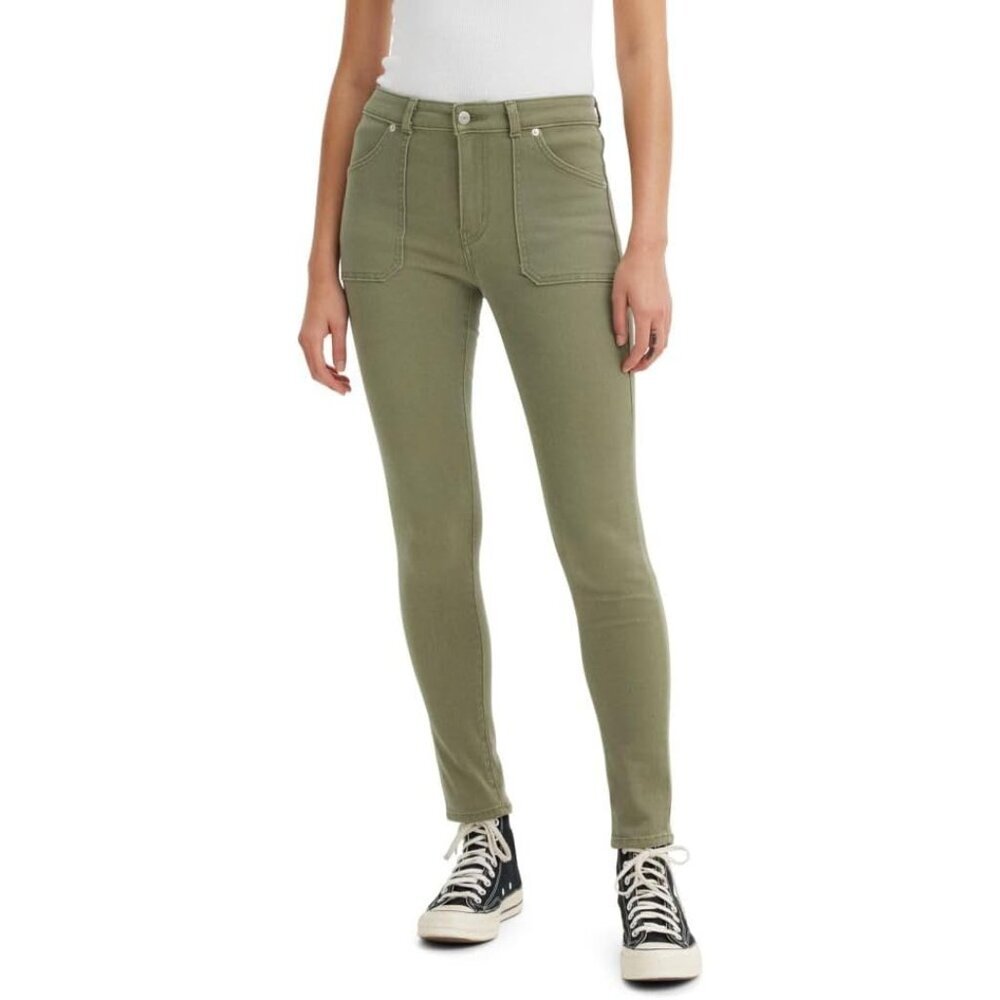 Women's Skinny Jeans High Rise Stretch Denim Green Size 30